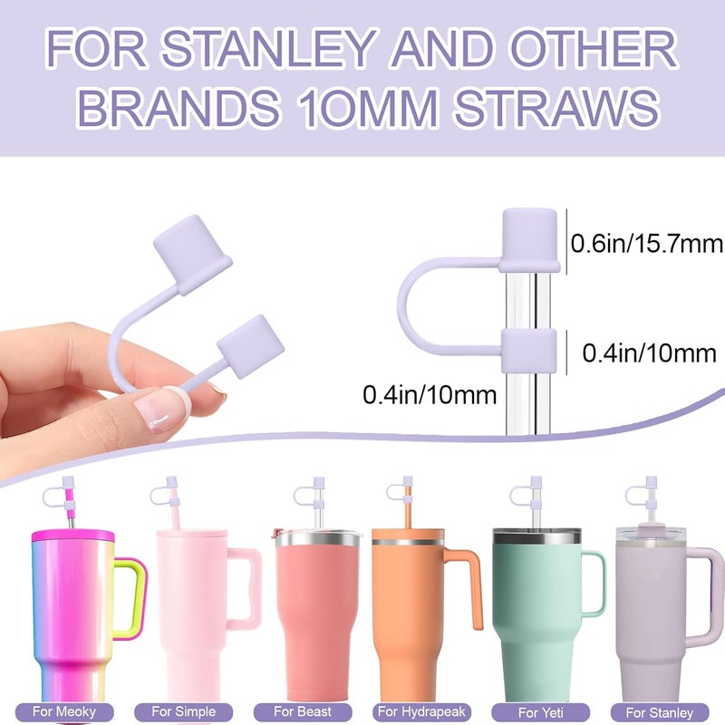 GGDECA 7Pcs Straw Cover Cap for Stanley Cup,Simple 10mm(0.4inch) Silicone Straw Toppers for Stanley 40&30oz Tumbler Accessories-Blue - Image 4